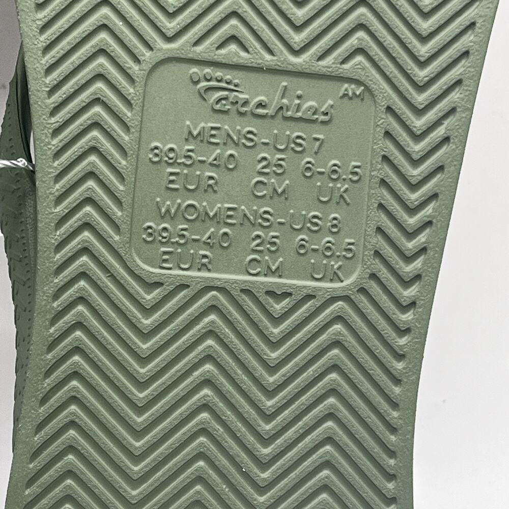 Archies Flip Flops Sandals Unisex Olive Green Arch Support Sz US M 7 W 8 NWT - Picture 5 of 8